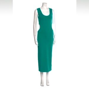NWT Torn by Ronny Kobo Size Medium Green Turquoise Cut Out Midi Scoop Neck Dress